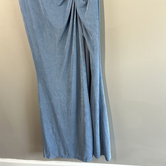 Maniju Periwinkle Blue One Shoulder Ruched Maxi Dress Size M - Picture 6 of 16